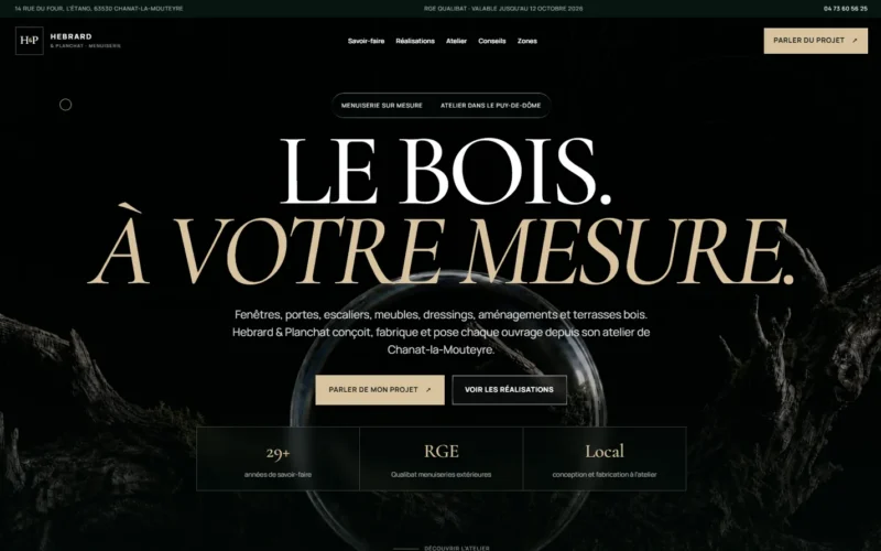 Création d'un site pour Artisan menuisier
