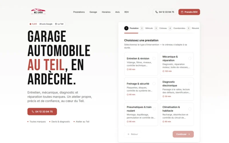 Création d'un site de garage Automobile