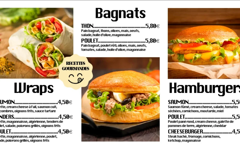 Menu board grand écran et menu papier en point de vente